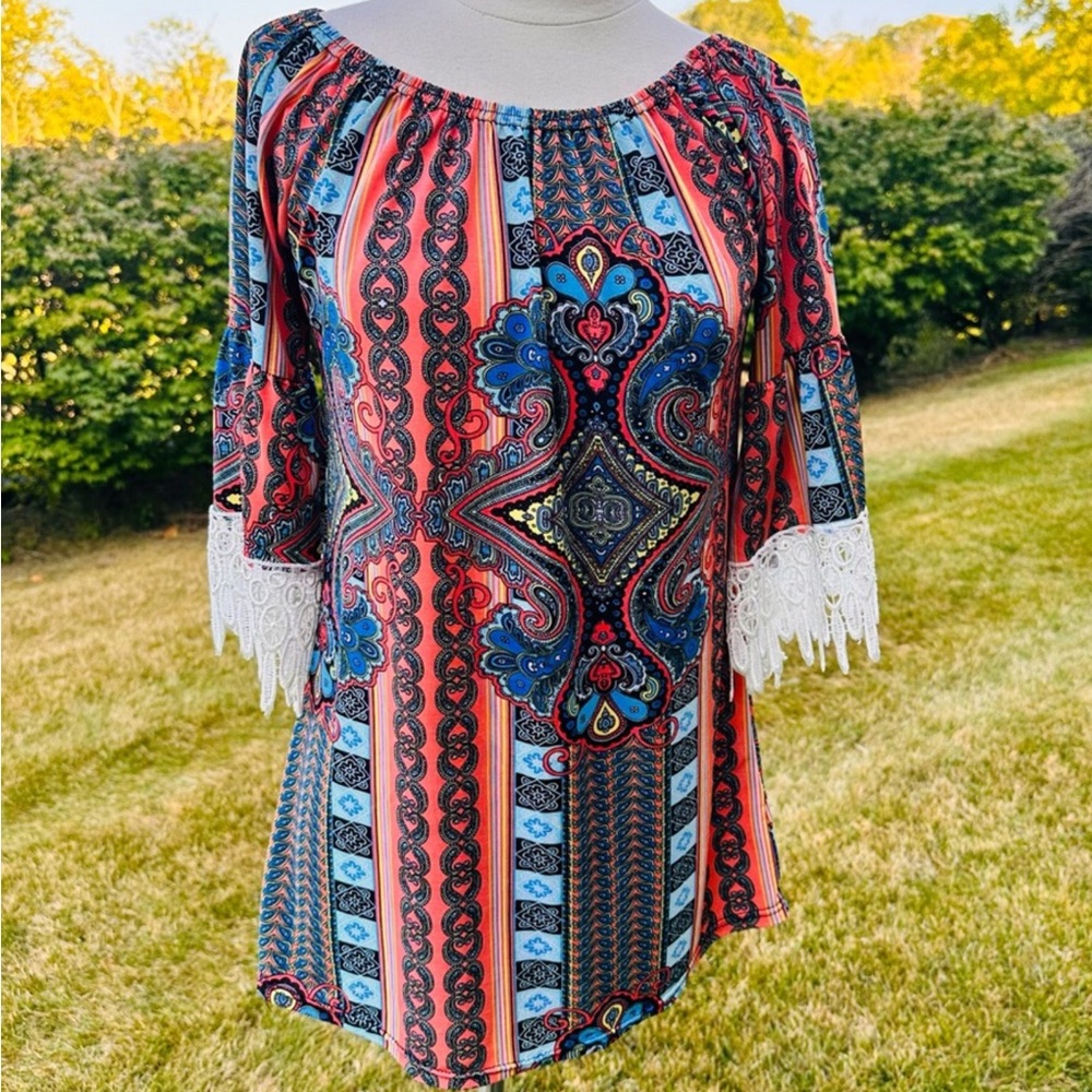 WinWin Boho Blouse with Lace Sleeves